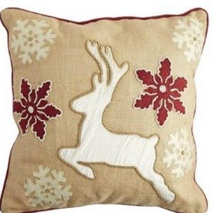 SOLD!! Pier 1 beaded reindeer & snowflakes pillows